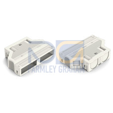 Strain relief housing, 6-pole, for 2 cables, white