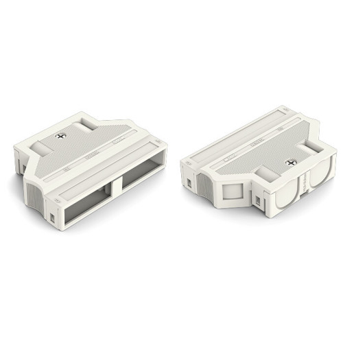 Strain relief housing, 6-pole, for 2 cables, white