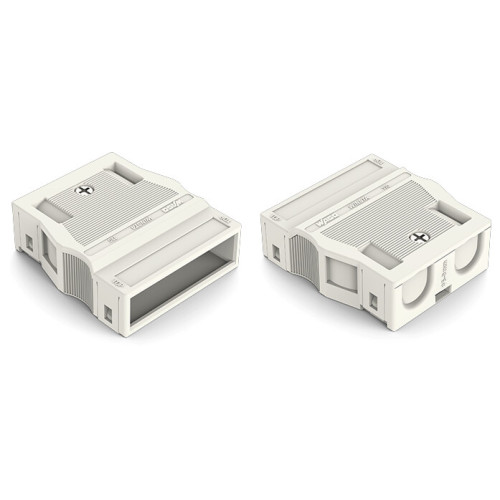 Strain relief housing, 4-pole, for 2 cables, white