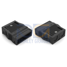 Strain relief housing, 4-pole, for 2 cables, black