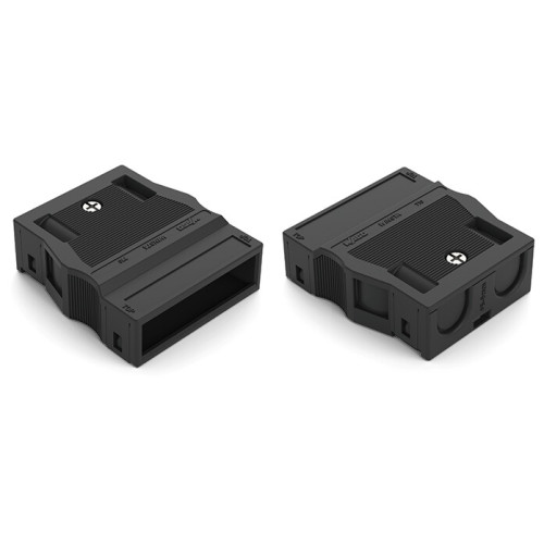 Strain relief housing, 4-pole, for 2 cables, black