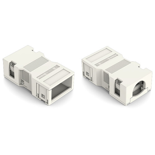 Strain relief housing, 2-pole, with locking clip, white