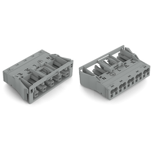 Snap-in socket, 5-pole, Cod. B, gray