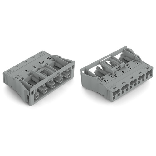 Snap-in socket, 5-pole, Cod. B, gray