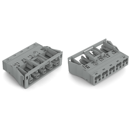 Snap-in socket, 5-pole, Cod. B, gray