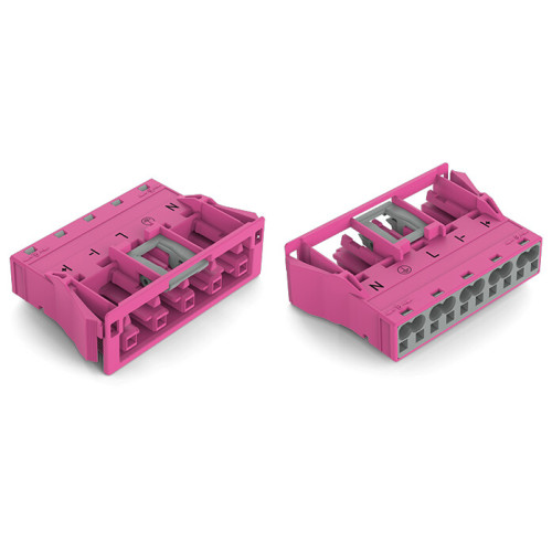 Snap-in socket, 5-pole, Cod. B, pink