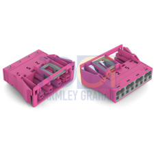 Snap-in socket, 4-pole, Cod. B, pink