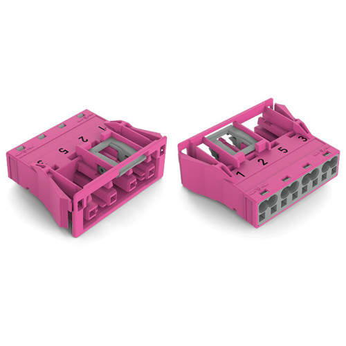 Snap-in socket, 4-pole, Cod. B, pink