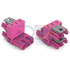 h-distribution connector, 3-pole, Cod. B, pink