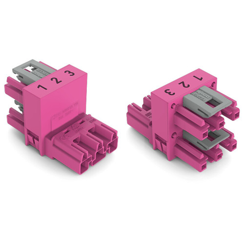 h-distribution connector, 3-pole, Cod. B, pink