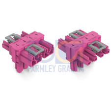T-distribution connector, 4-pole, Cod. B, pink