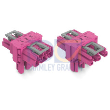 T-distribution connector, 3-pole, Cod. B, pink