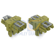 T-distribution connector, 3-pole, Cod. B, light green