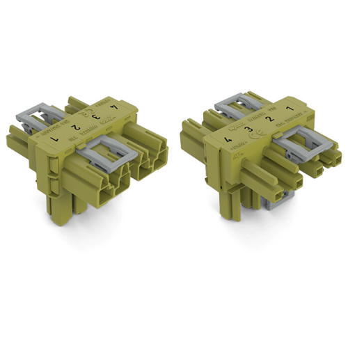 T-distribution connector, 4-pole, Cod. B, light green