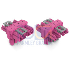 T-distribution connector, 4-pole, Cod. B, pink