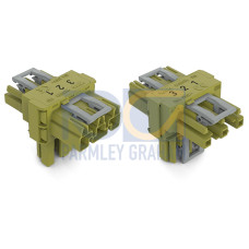 T-distribution connector, 3-pole, Cod. B, light green
