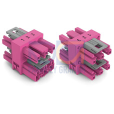 3-way distribution connector, 3-pole, Cod. B, pink