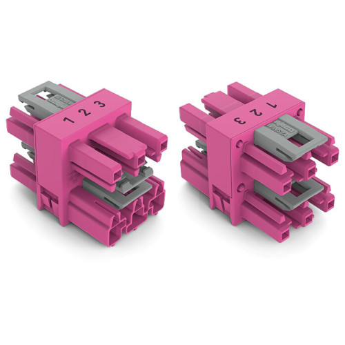 3-way distribution connector, 3-pole, Cod. B, pink