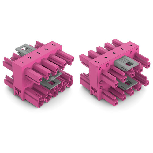 3-way distribution connector, 5-pole, Cod. B, pink