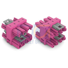 3-way distribution connector, 4-pole, Cod. B, pink