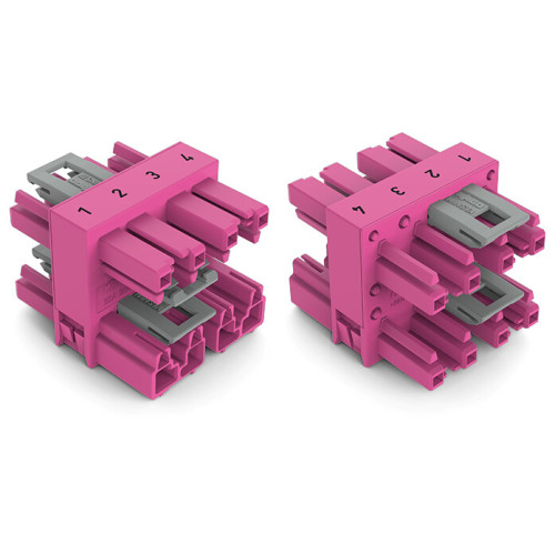 3-way distribution connector, 4-pole, Cod. B, pink