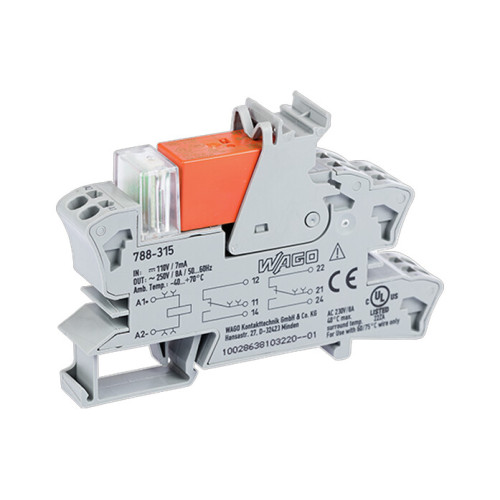 Relay module, Nominal input voltage: 110 VDC, 2 changeover contacts, gray