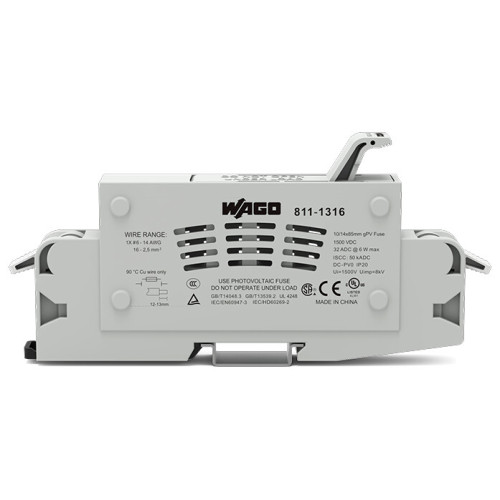 2-conductor fuse holder&nbsp;&nbsp;&nbsp;, with pivoting fuse holder, with test option, light gray