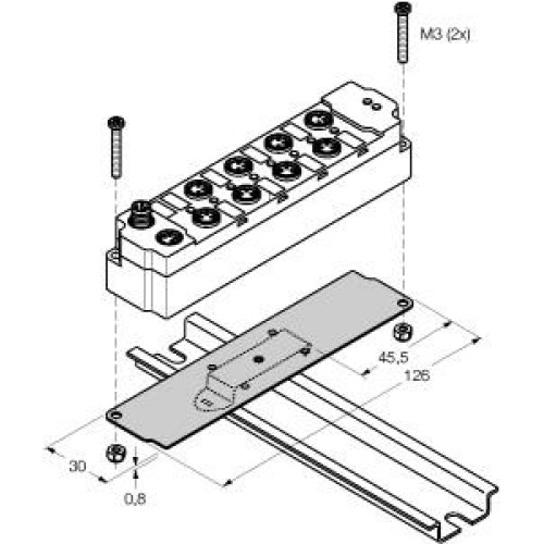 piconet Accessories, Mounting Panel for Extension Modules Mounted on DIN rail (M