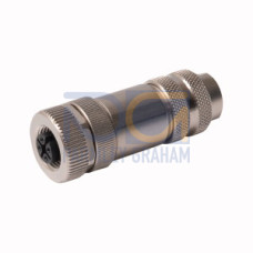 Field-Wireable Connector, Female Connector M12&nbsp;&times;&nbsp;1, Straight