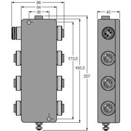 IP67 Junction Box, 6-Channel, PROFIBUS-PA, Operating voltage 12