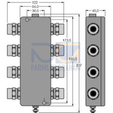 IP67 Junction Box, 6-Channel, PROFIBUS-PA, Operating voltage 12