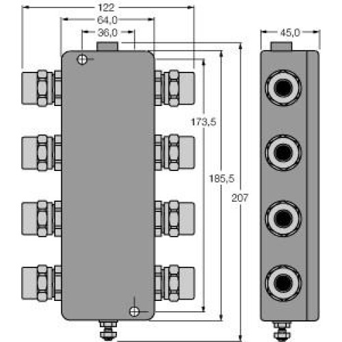 IP67 Junction Box, 6-Channel, PROFIBUS-PA, Operating voltage 12