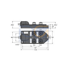 Passive Actuator/Sensor Box, M12 &times; 1, With Homerun Cable, 4-port