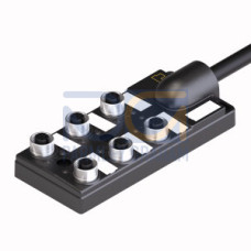 Passive actuator/sensor junction box, M12 x 1, 6-port, with integral homerun cab