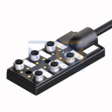Passive actuator/sensor junction box, M12 x 1, 6-port, with integral homerun cab