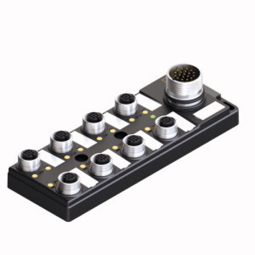 Passive Actuator/Sensor Box, M12 &times; 1, 8-port, with M23 Connector for Supply Cabl
