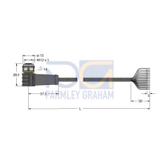 Actuator and Sensor Cable, PUR, Connection Cable, Voltage 30 V