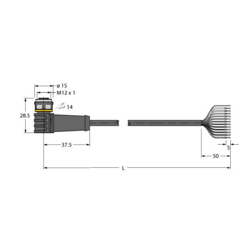 Actuator and Sensor Cable, PUR, Connection Cable, Voltage 30 V