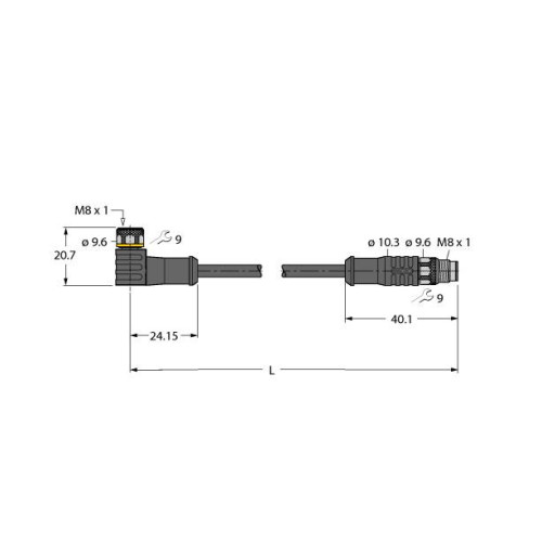 Actuator and Sensor Cable, PUR, Extension Cable, Rated voltage [Umax
