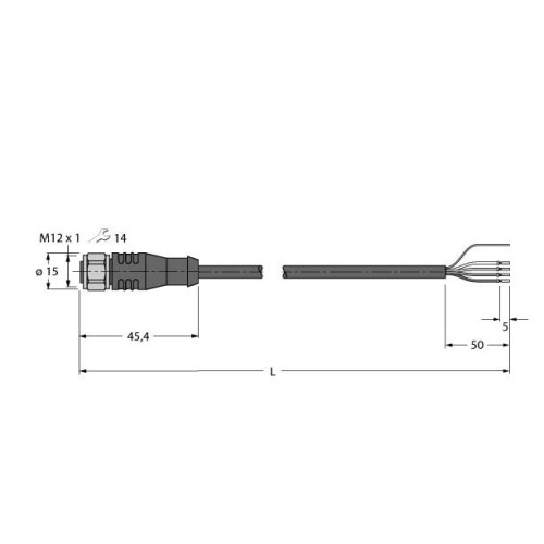 Actuator and Sensor Cable, PVC, Connection Cable, Voltage 250 V