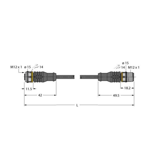 Actuator and Sensor Cable, PUR, Extension Cable, Voltage 60 V