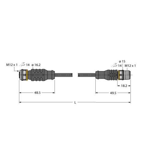 Actuator and Sensor Cable, PUR, Extension Cable, Rated voltage [Umax