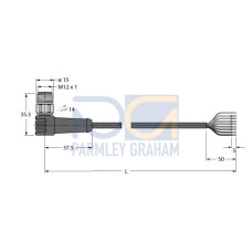 Actuator and Sensor Cable, PUR, Connection Cable, Voltage 30 V