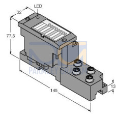 BL67 base module, 4 &times; M8 Connector, 3-pin