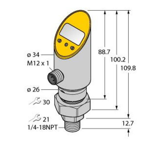 Pressure Transmitter (Rotatable), With Analog Output and PNP/NPN Transistor Swit