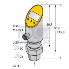 Pressure Transmitter (Rotatable), With Analog Output and PNP/NPN Transistor Swit