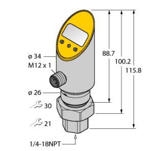 Pressure Transmitter (Rotatable), With Analog Output and PNP/NPN Transistor Swit