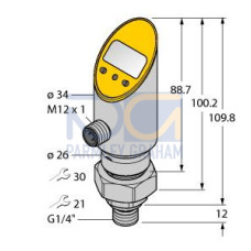 Pressure Sensor (Rotatable), With Analog Output and PNP/NPN Transistor Switching