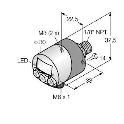 Pressure Sensor, IO-Link with 2 PNP Transistor Switching Outputs