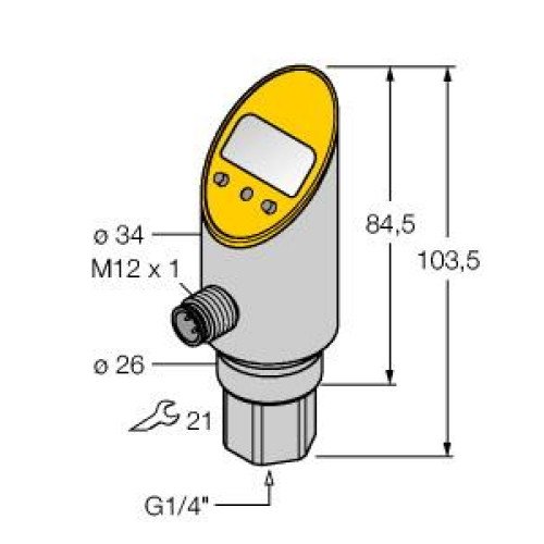 Pressure sensor, With Analog Output and PNP/NPN Transistor Switching Output, Out